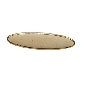 Monet Ivory Enamel Vintage Brooch Oval Gold Tone Elegant Jewelry